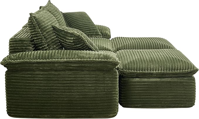Comfy Boneless Cloud Sofa Chaise Oversized Fluffy Corduroy Upholstered Chaise Lounge for Living Room Bedroom, Modular Compressed Foam Cloud Daybed, Single Seat Sofa