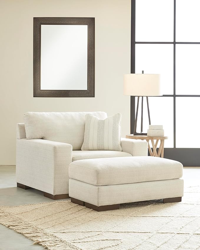 Signature Design by Ashley Maggie Contemporary Accent Ottoman, Off White