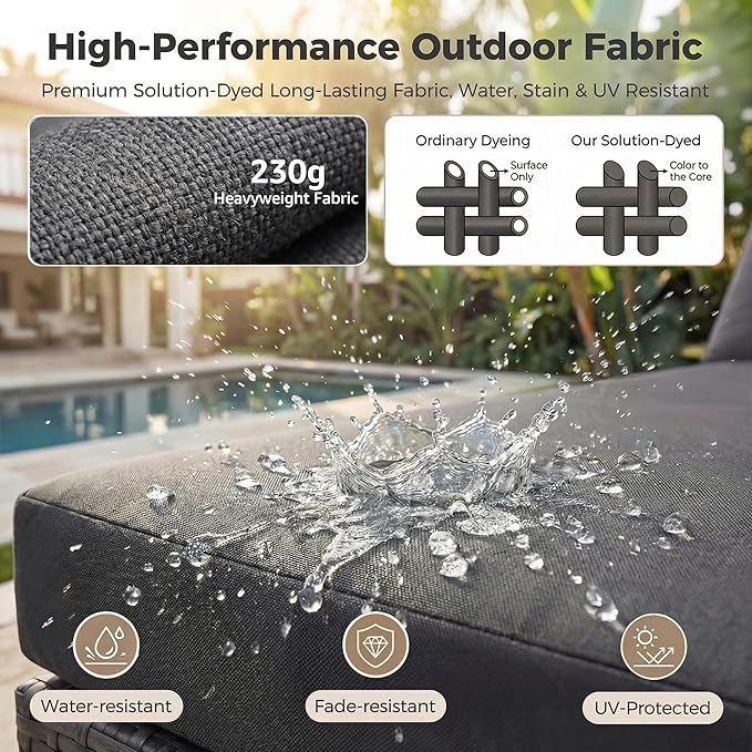 NICESOUL 29.3'' High Backrest Patio Furniture Set with Firepit Table Gas/Propane, Heavy Duty Deep Seating Outdoor Sectional Sofa Sets, 6 Seater Modern Luxury Extra Large Wicker Conversations, Gray