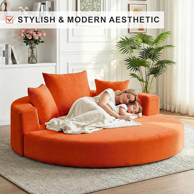 Casaphoria Convertible Sofa Bed,67'' Fold Out Sleeper Sofa with Pillows for Small Space,Multi-Functional Futon Couch for Living Room,Apartment,Guest Room(Orange)