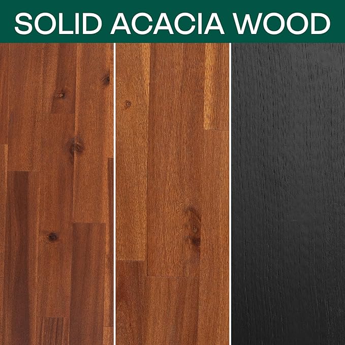 Acacia Emery King Solid Wood Platform Bed Frame with Headboard – Gift Matching Nightstand Included, Farmhouse Mid-Century Modern, Walnut Finish, Sturdy, No Box Spring Needed, Easy Assembly