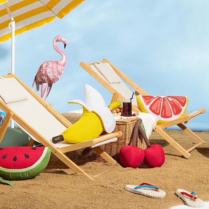 Phantoscope Fruit Outdoor Shaped Pillow Series Grapefruit Shaped Waterproof Outdoor Throw Pillow with Leather Decorative, Cushions for Fun Home Decor for Patio, Pool, Pink and White, 9.5 x 18 inches