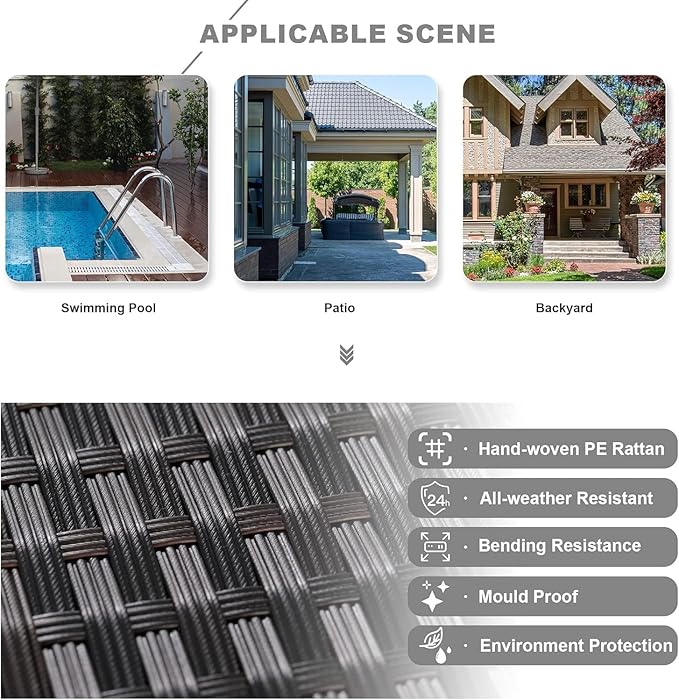 Kullavik 14 Pieces Outdoor Patio Furniture Set,Sectional Rattan Sofa Set Brown PE Rattan Wicker Patio Conversation Set with Tempered Glass Coffee Tables and Washable Cushions Covers,Grey