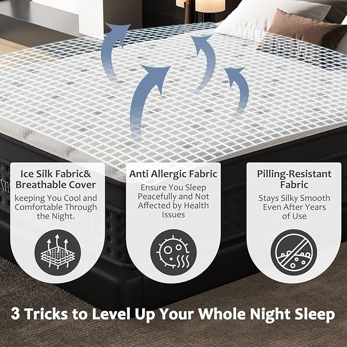 Twin Size Mattress, 12 Inch Twin Mattress in a Box, Cooling Matress with Memory Foam & Individual Pocket Springs for Pressure Relief & Spinal Alignment, Zoned Back Support & Motion Isolation