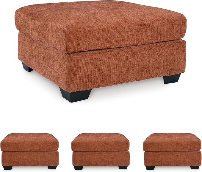Signature Design by Ashley Aviemore Casual Square Oversized Accent Ottoman for Living Room, Orange