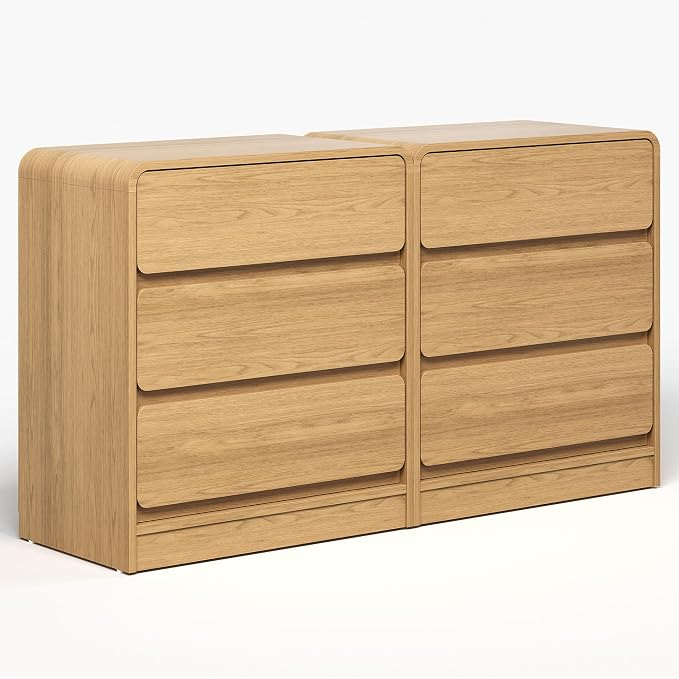 RoyalCraft Oak 3 Drawer Nightstand Set of 2, Wood End Table with Curved Design, Modern Night Stand with Storage, Small Dresser for Bedroom, Home Office, Entryway - Image 8