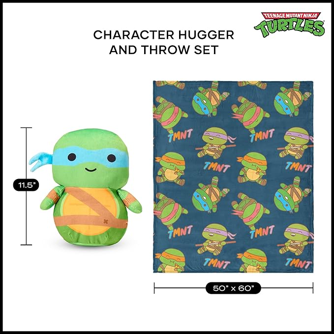 Northwest Nickelodeon Teenage Mutant Ninja Turtles, Cute Leo, Silk Touch Throw and Hugger Set, 50 x 60 Inches