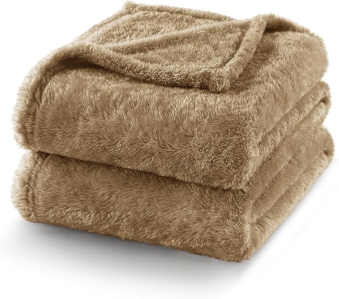 Exclusivo Mezcla Plush Fuzzy Fleece Bed Blanket King Size, Super Soft, Fluffy and Warm Blankets for Couch, Bed, All Season (Brown, 90x104 inches)