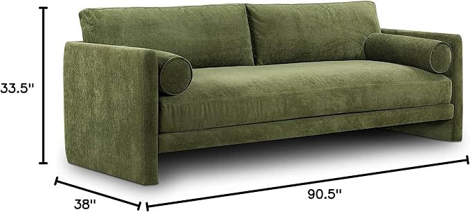 Poly & BARK Fano 99" Sofa with Wide Seating Profile, Clean Tailored Upholstery, and Modern Linear Design for Open Living Rooms