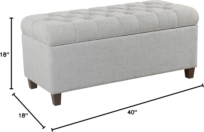 Homepop Home Decor Tufted Ainsley Button Storage Ottoman Bench with Hinged Lid Ottoman Bench with Storage for Living Room & Bedroom, Light Blue 18x40x18 Inches - Image 14