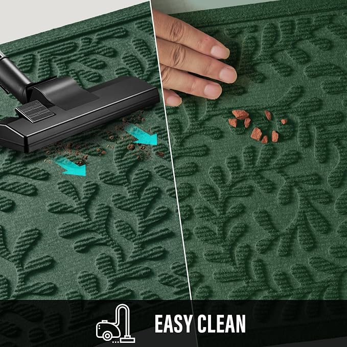 HIYARD Front Door Mat, Absorbent Dirt Trapping Welcome Door Mat Indoor Outdoor, Non Slip Entry Mat, Indoor Outdoor Door Mats, Fade Resistant, Low Profile Doormat for Entryway, 29??17, Green - Image 7
