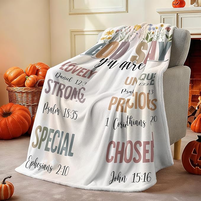 COMFAR Christian Gifts for Women Faith, Inspirational/Religious/Spiritual Gifts for Adults, Soft Throw Blankets for Women/Men, Personalized Blankets for Adults 50"x 60"