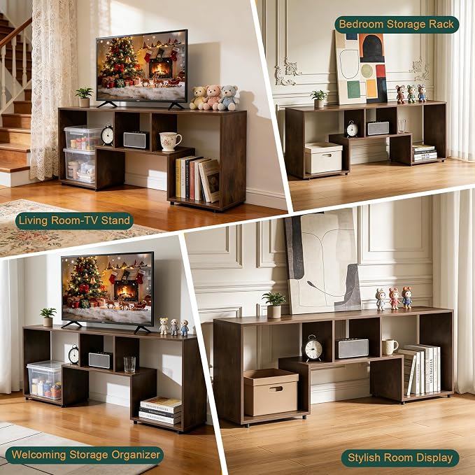 TV Stand for TVs up to 55'', Modern Entertainment Center with Storage Open Shelf, Media Console Table TV Stands for Living Room/Entrance/Sofa Cabinet, Large Capacity,Easy Installation-Amber - Image 8