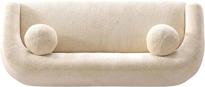 Manhattan Comfort Tribeca 86" Sofa for Living Room, Upholstered in Chenille Fabric, Kiln-Dried Birch Wood Frame, Modern Couch, Includes 2 Round Pillow, Fully Assembled, Cream
