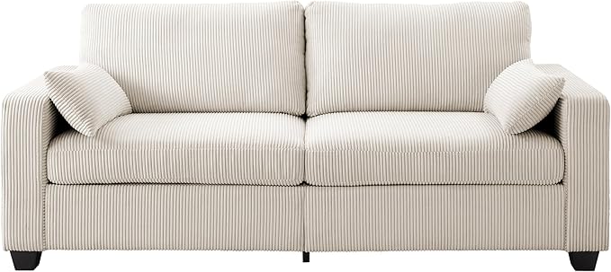 79" Modern Cloud Sofas for Living Room Bedroom, 2 Seat Modular Couch Soft Corduroy Upholstered Loveseat Couches with Toss Pillows for Home Apartment Office Studio