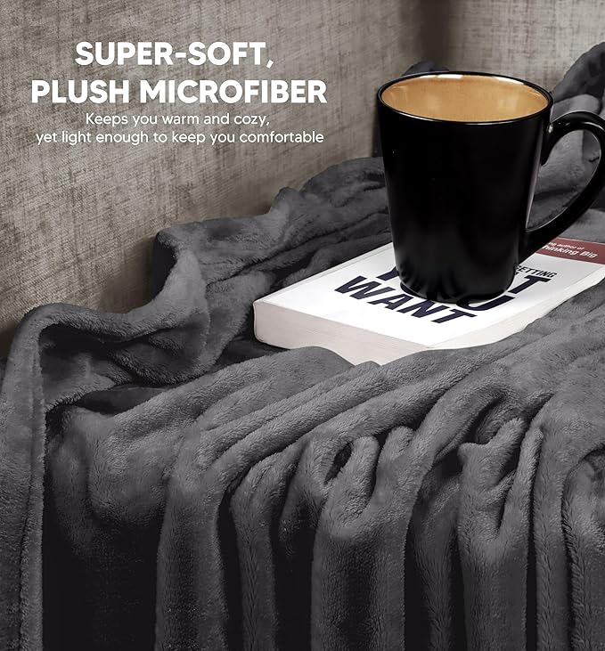 Utopia Bedding Fleece Blanket California King Size Grey 300GSM Luxury Fuzzy Soft Anti-Static Microfiber Bed Blanket (102x96 Inch)