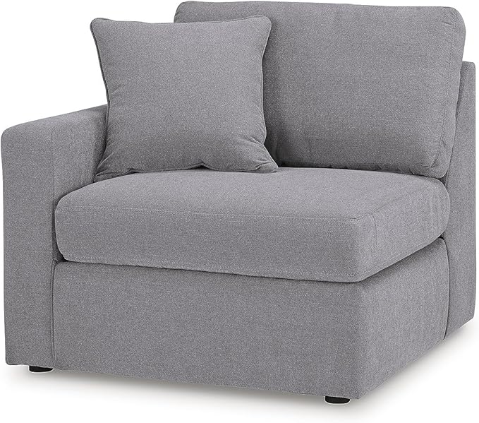 Signature Design by Ashley Modmax Stain Resistant Urban Modular Straight 5-Piece Sectional with Reversible Cushions, Removable Covers and 2 Accent Pillows, Light Gray