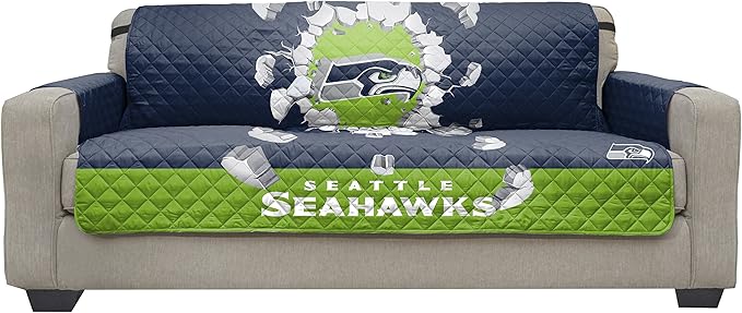 Pegasus Sports NFL Unisex NFL Sofa Couch Reversible Furniture Protector with Elastic Straps, 75-inches by 110-inches