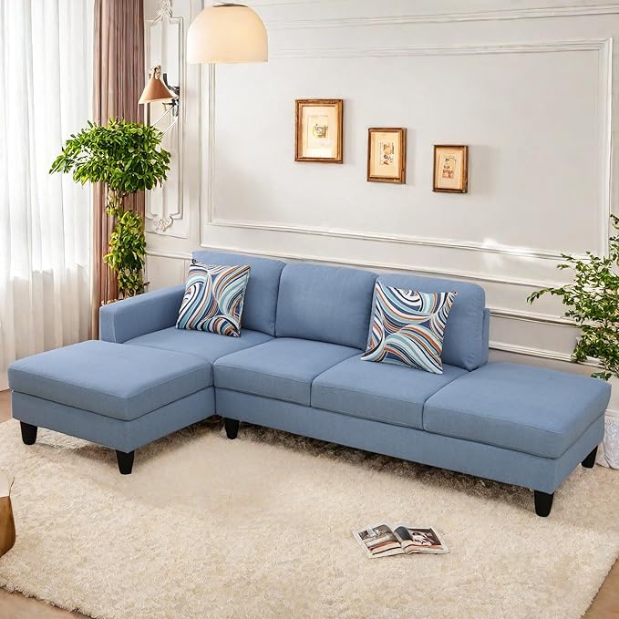 Sectional Couches for Living Room Furniture Sets, 4 Seat Modular Sectional Sofas for Living Room Set with Removable Chaise, L Shaped Couch Set with 2 Armrest for Apartment, Black