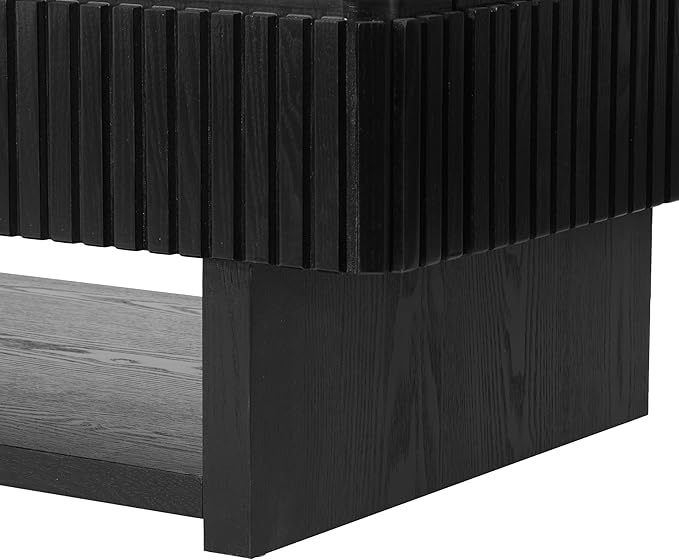 47.4" Rectangle Lift Top Coffee Table with Drawer & Hidden Storage, Modern Fluted Coffee Table with Marble-Pattern Top & Solid Wood Strips, Center Table for Living Room Apartment,Black & White