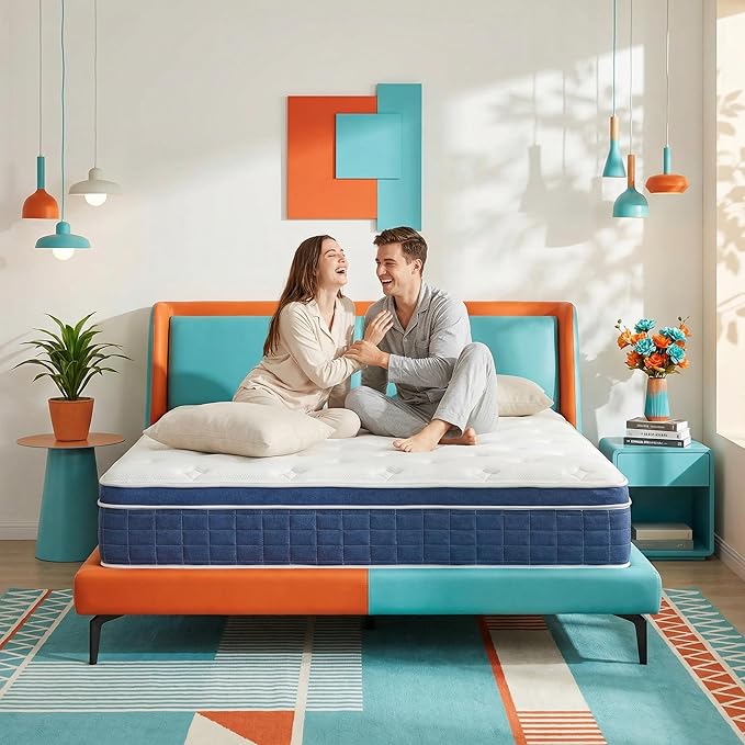 Queen Size Mattress - 12 Inch Queen Mattress- Hybrid Memory Foam Mattress,Pressure Relief, Cooling Breathable Cover, CertiPUR-US Certified, Bed-in-a-Box