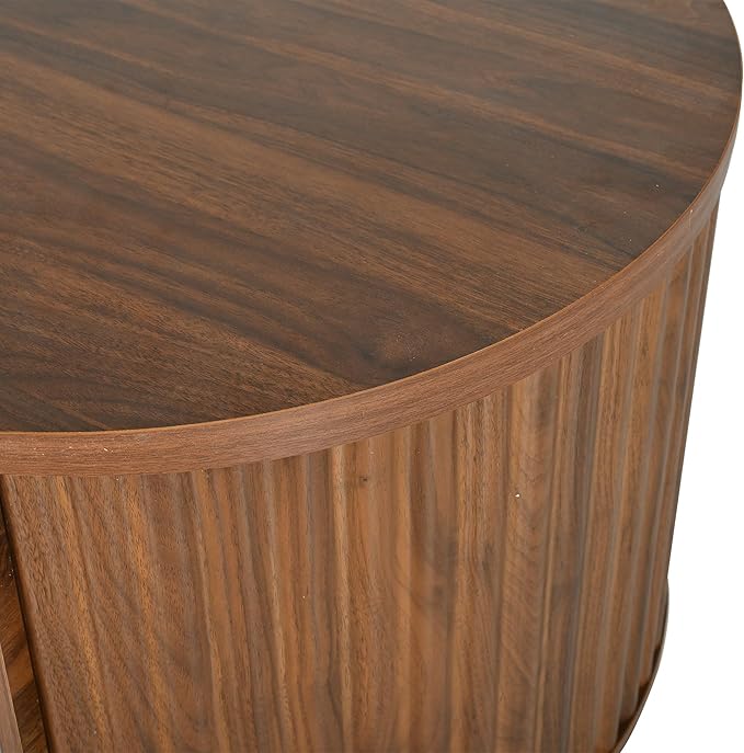 Oval Coffee Table with Lifting Top for Living Room Smart Coffee Table with Storage Mid Century Modern Coffee Tables with Adjustable Lift Top Coffee Tables Fluted Walnut 47.2"