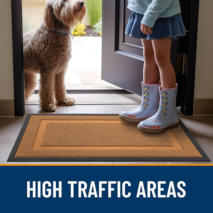 OLANLY Front Door Mat Indoor Outdoor Entrance, Waterproof All-Season, All-Weather Doormat, Sturdy Natural Rubber, Low Profile, Easy Clean Patio Porch Entryway Mat, 59x23, Tangerine Orange - Image 7