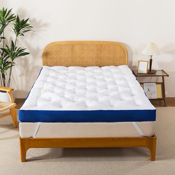 WhatsBedding 5 Inch Memory Foam Mattress Topper for Back Pain, Filled with Flfuffy Soft Breathable Stuffing, Thick Supportive Pillow Top Full Size Mattress Topper