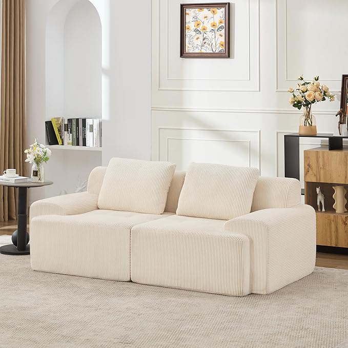 KIGOTY Modular Sectional Sofa, 2 PCS Comfy Cloud Sectional, Corner Couch, Modern Boneless Couch for Living Room, No Assembly Required,White