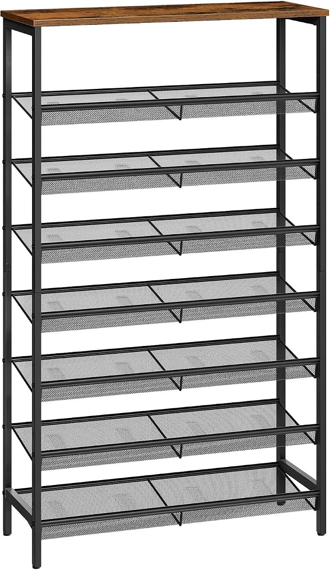 HOOBRO Shoe Rack for Entryway, 8-Tier Shoe Shelf, Large Capacity Shoe Storage Organizer for 21-24 Pairs of Shoes, Front Door Entrance, Hallway, Closet, Space Saver, Rustic Brown and Black BF18XJ01 - Image 9