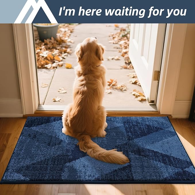 COSY HOMEER Entryway Rugs Doormat 20"x32", Non-Slip Absorbent Polyester, Washable Rugs for Front Door, Dirty Paws & High Traffic Areas, Blue - Image 9