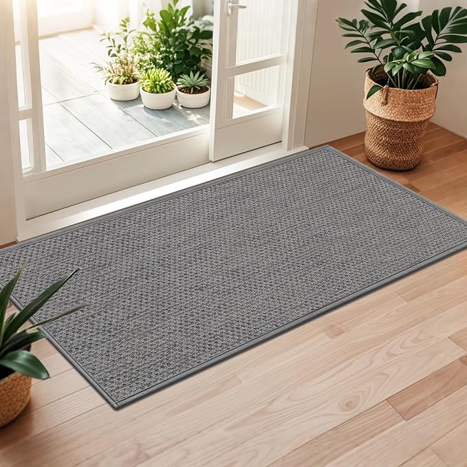 LEKEEPGO Long Door Mat 24"x59", Non Slip Door Mat Indoor Entrance, Rubber Backing Front Indoor Door mats Washable Absorbent Low-Profile Entryway Entry Resist Dirt Inside Hallway Door Mats, Light Grey - Image 7