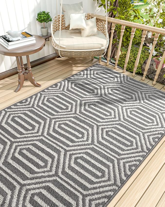 DEXI Front Door Mats for Entryway, 3x5 Non Slip Washable Low-Profile Entry Doormat, Absorbent Resist Dirt Inside Floor Entrance Mat, Patio, Grey - Image 9