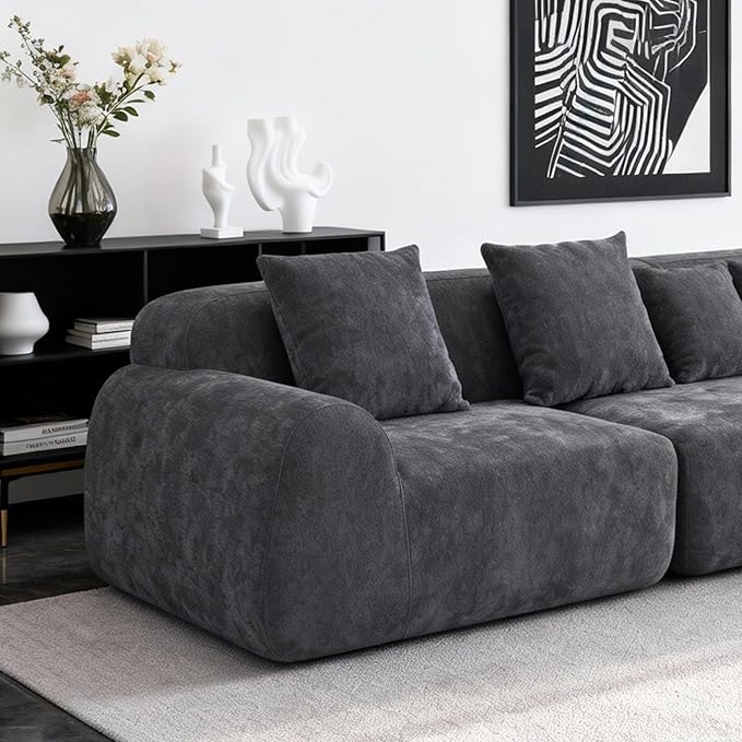 116-Inch Oversized Modular Compressed Sectional Couches 4 Pieces Modular Boneless Sofas with 7 Pillows,Modern Minimalist Corner Cloud Sofa Comfy Chenille Deep Seat Foam Couch