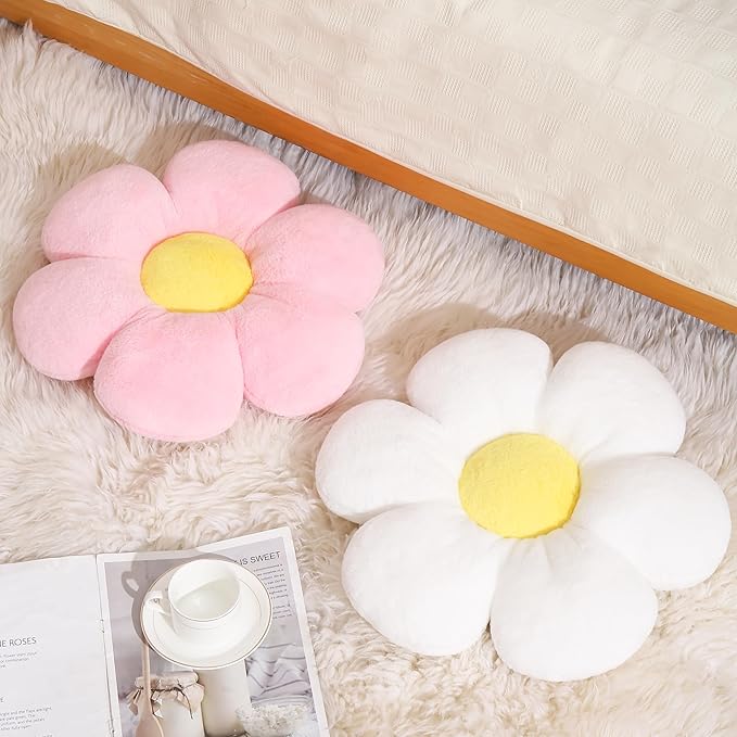 17.7 Inch Purple Flower Pillow – Daisy Shaped Cute Decorative Throw Pillow, Soft Floral Seating Cushion Floor Pillows for Sofa, Bed, Chair & Room Decorations for Home