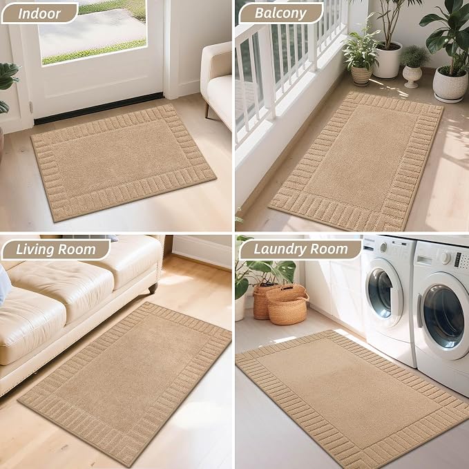 BEQHAUSE Door-Mat Non-Slip Front Doormat Low-Profile Entrance Mats for Front Door Entry Resist Dirt Washable Doormat Absorbent Entryway Door Mat,Taupe,36"x60" - Image 8