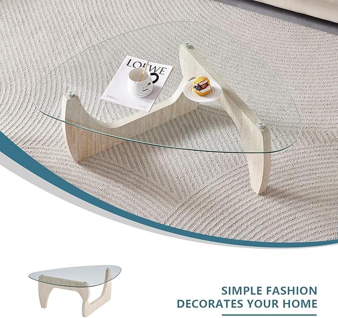 Btrpily Wooden Coffee Table - Modern Marble Coffee Table, Contemporary, Stylish, High-End Furnishing for Your Living Room (Marble Stone, Triangle)