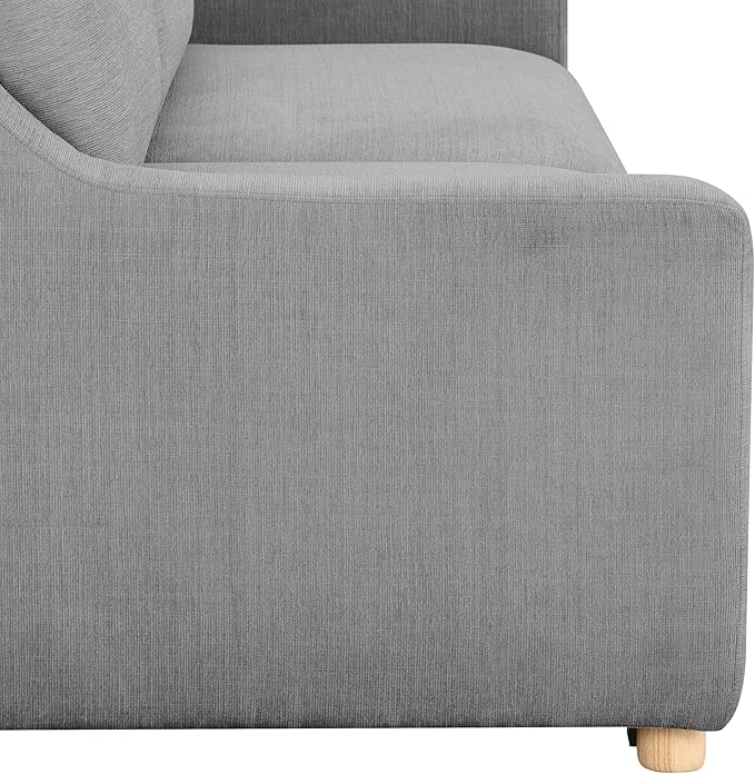 Serta Glendale 90.2" Queen Size Wall-Hugging Convertible Sofa, Dreamcoil Comfort, Chenille Fabric, Grey