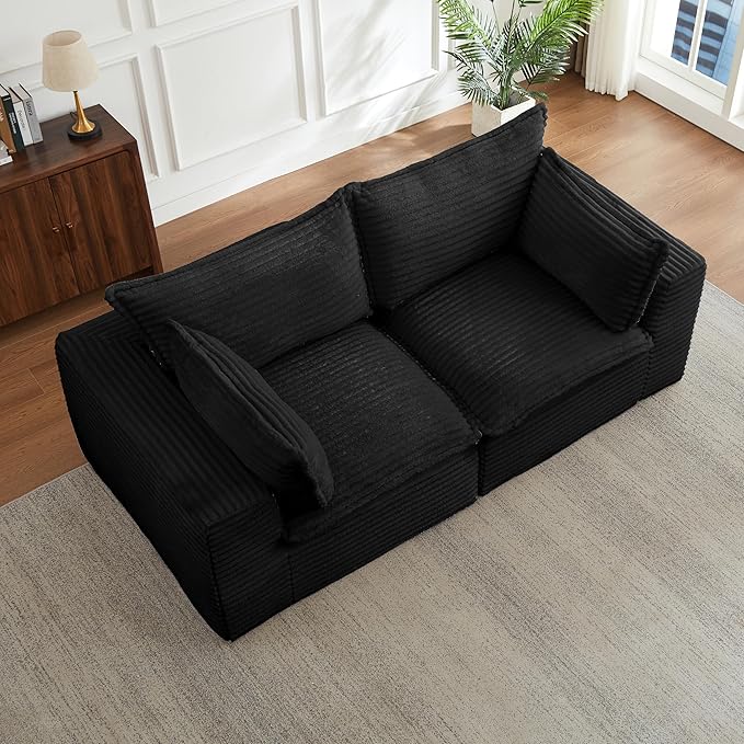 78.8" Cloud Loveseat Boneless Sofas for Living Room, 2 Seaters Modular Foam Cloud Sofa Couches, 2 Seat Compression Foam Couch with Headrests, No Assembly Required