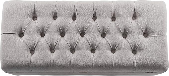 Homepop Home Decor | Tufted Ainsley Button Storage Ottoman Bench with Hinged Lid | Ottoman Bench with Storage for Living Room & Bedroom, Grey - Image 12