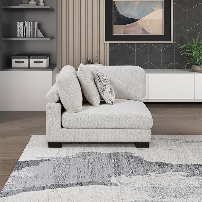 Lexicon Modular Sectional Sofa for Living Room, Textured Microfiber Corner Seat with 2 Pillows, Units of Modular Sectional Couch, Upholstered Chair for Customizable Sectional Sofa Couch, Beige