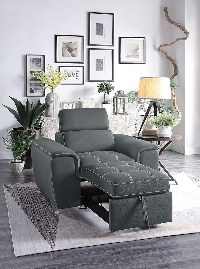 Homelegance Ferriday 45" Convertible Lounger Chair Gray
