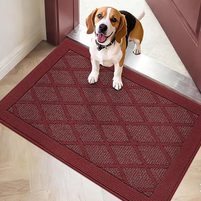 COSY HOMEER Non-Slip Door Mat 24"x36", Entryway Rugs Low Profile Absorbent Dirt Trapper Doormat for Front Entrance, Washable Polypropylene Entry Mat (Red) - Image 9