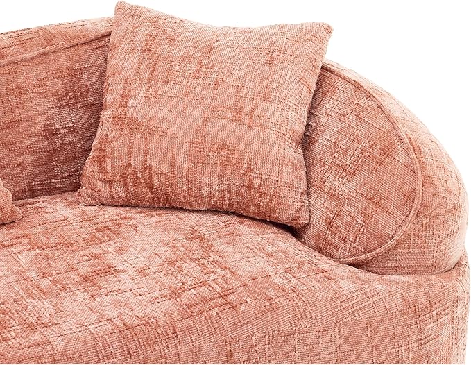 109-Inch Curved Boneless Sofa Couches Compressed 4-Seat Foam Couch for Living Room Bedroom, Boneless Modular Cloud Sofa Curved Floor Couch with 4 Pillows, No Assembly