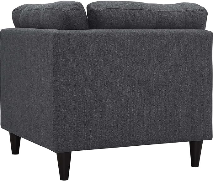 Modway Empress Mid-Century Modern Upholstered Fabric Corner Sofa In Gray