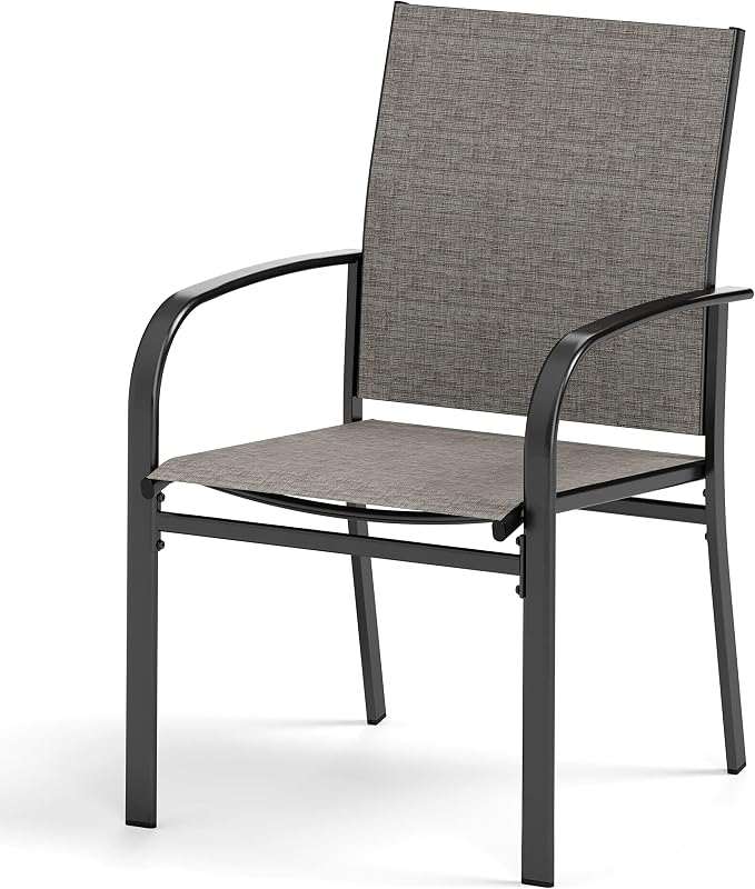 HERA'S HOUSE Patio Table and Chairs for 4, 5 Pieces Outdoor Deck Dining Sets, Square Metal Table Set with Chairs for Lawn Garden Backyard, Brown - Image 8