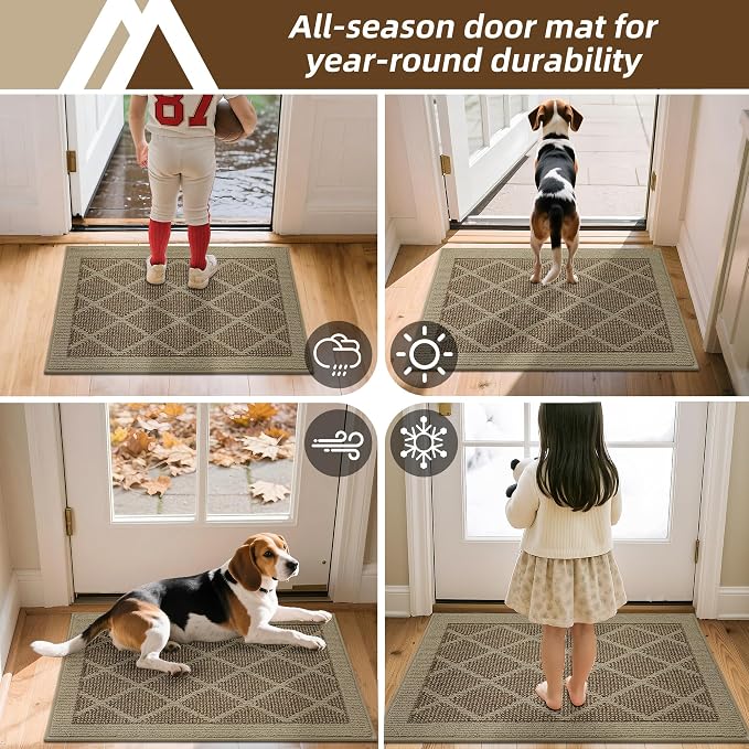 COSY HOMEER Non-Slip Door Mat 20"x48", Entryway Rugs Low Profile Absorbent Dirt Trapper Doormat for Front Entrance, Washable Polypropylene Entry Mat (Beige) - Image 9