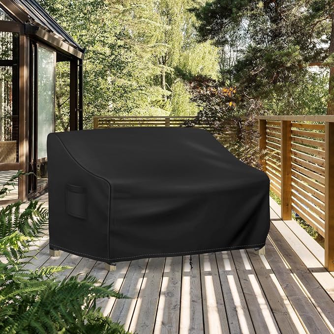 Richwon Outdoor Couch Cover Waterproof, 4-Seater Outdoor Sofa Cover, Patio Furniture Covers with Air Vent and Handles, 104W x 40D x 33H Inches, Black - Image 7