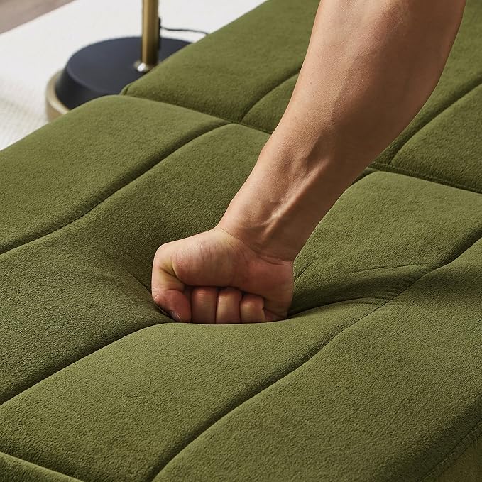 Ball & Cast 31.5" Futon Sofa-Bed,Convertible Pull Out Couch with Storage Basket,Sleeper Sofabed W/Adjustable Backrest and Side Pocket,Chaise Lounge for Living Room,Chenille Fabric,Green