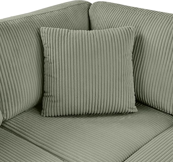 Eafurn Oversized U Shaped Modular Sectional Sofa, 115" Oversized Corduroy Upholstered Couch with Spacious Chaise Lounge & 3 Throw Pillows for Living Room, Apartment, Office